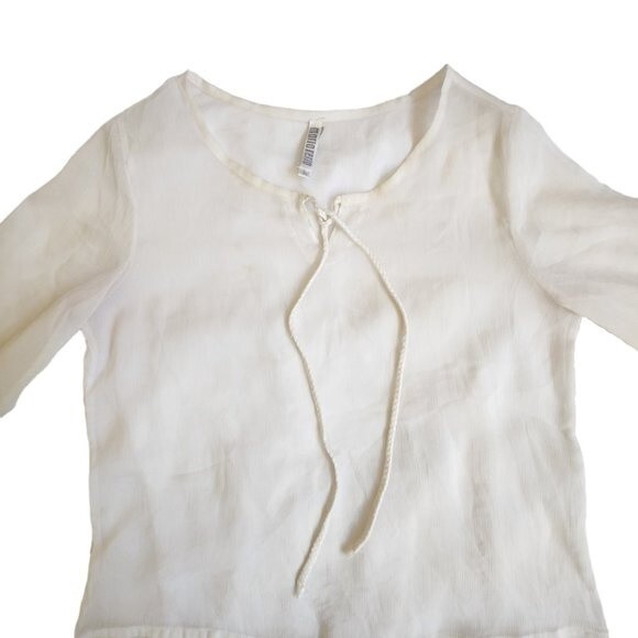 Mario Rerio Off-white Sheer Tunic Top Size Small - Picture 3 of 12